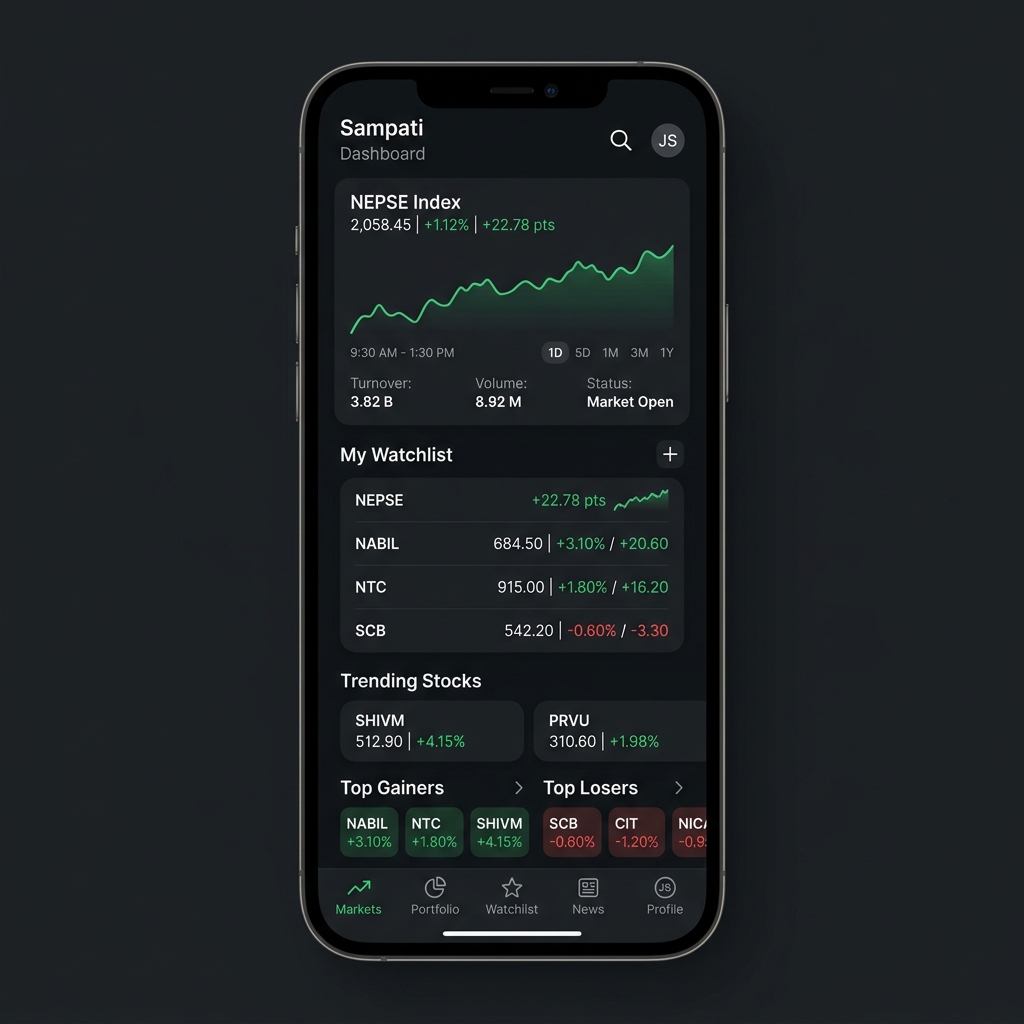 Markets and Watchlist Screenshot